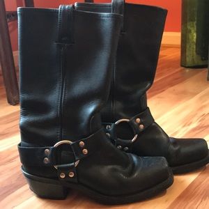 Frye Harness Boots - Black mid calf